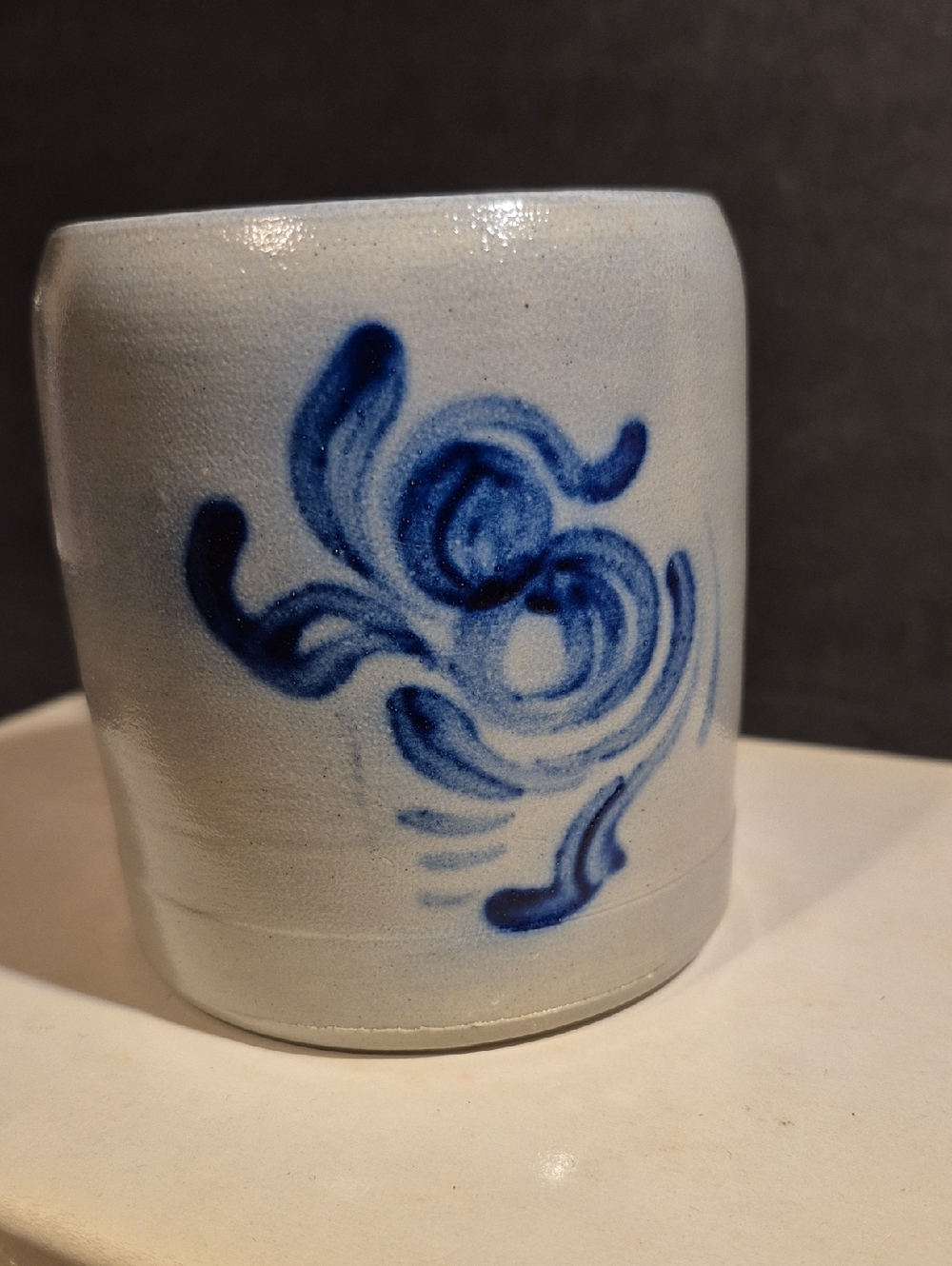 Salt Glaze Blue Decorated Small Stein 3 3/4" Tall